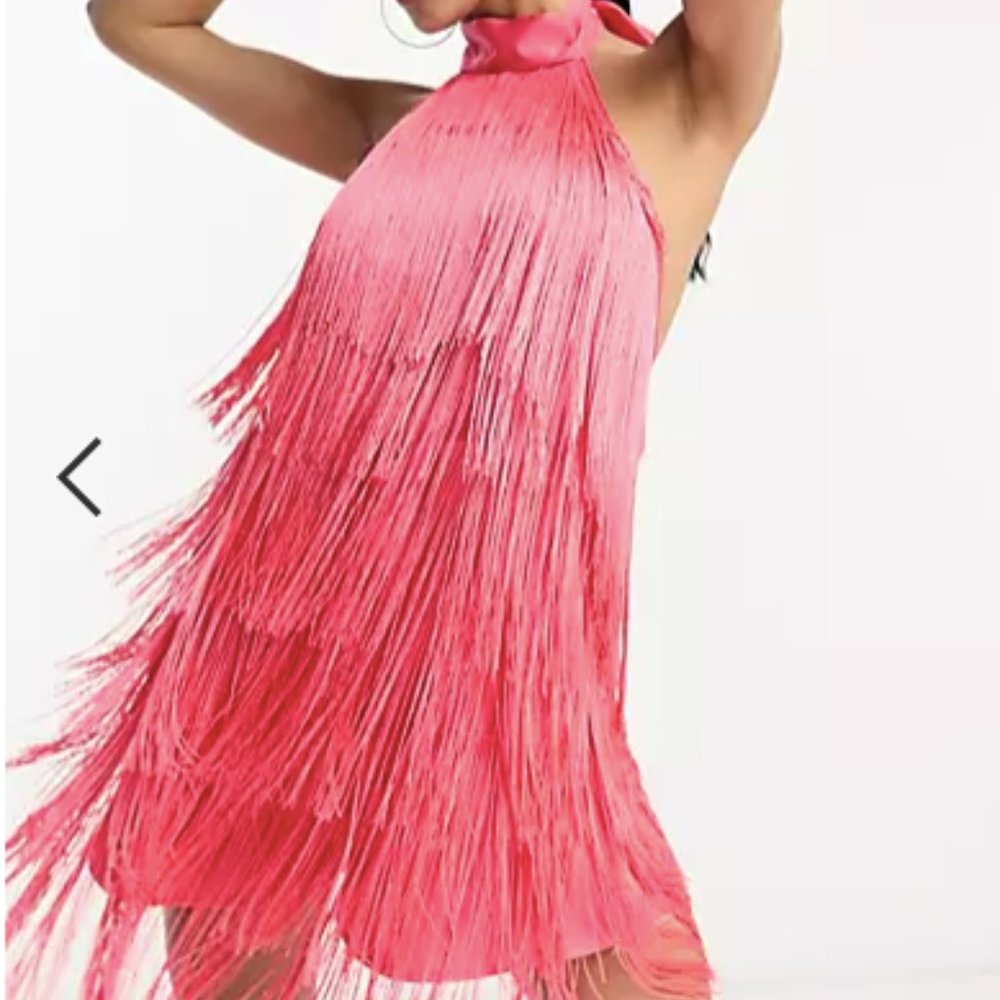 New with tags Asos pink fringe romper sz 8